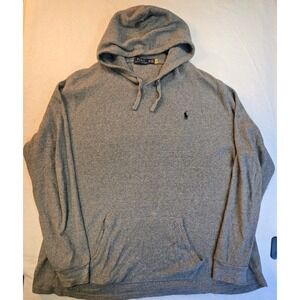 Polo Ralph Lauren Thermal Waffle Hoodie Mens XXL Gray Cotton Pullover Pony